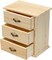 2 Pack Wooden box with 3 Mini Drawers for Jewellery,Unfinished Wood Surface Box, Small Wooden Organizer Storage Box for Arts Crafts DIY Project